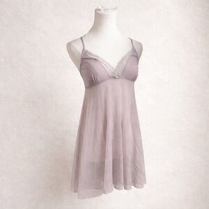 Vintage Lavender Lace Babydoll Slip Dress Fairycore Romantic Nightie S